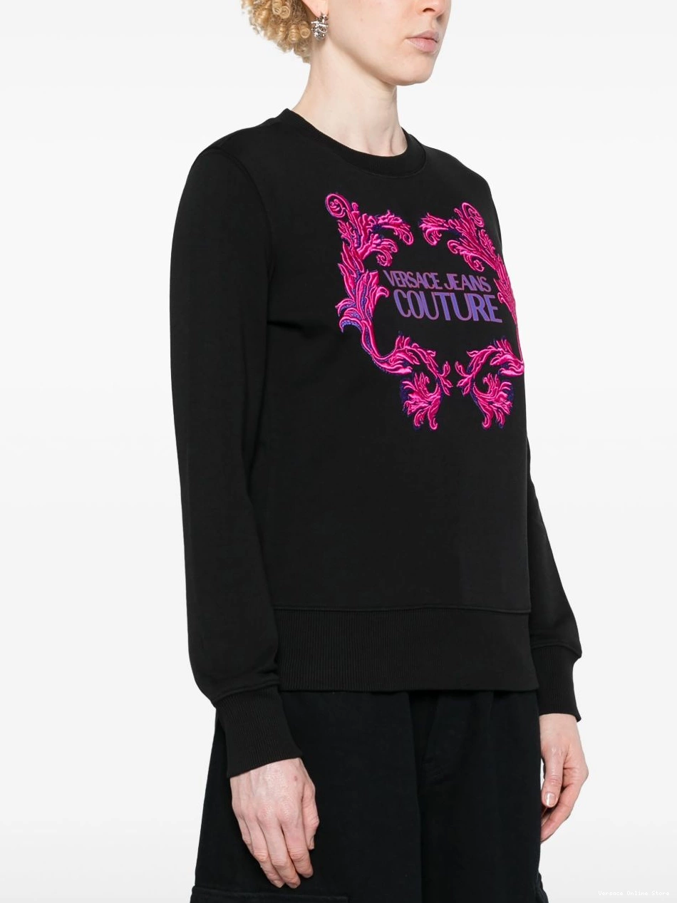 Affordable Women Couture Jeans cotton Versace Barocco logo-print sweatshirt 0430
